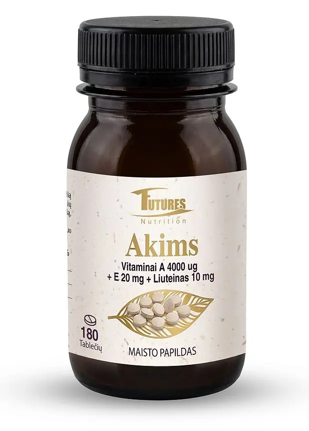 Akims — vitaminai A, E ir liuteinas, 180 tablečių